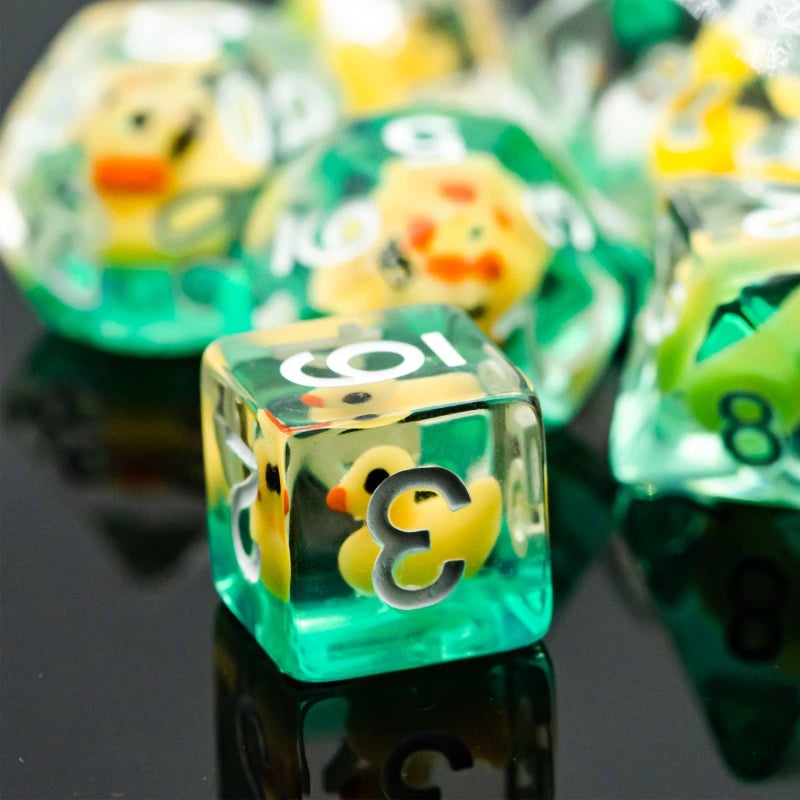 Cusdie 7-Die DND Dice, Polyhedral D&D Dice Set Filled with Animal, Animal Dice Set for Role Playing Game Borad Game (Yellow Duck) - Image 5