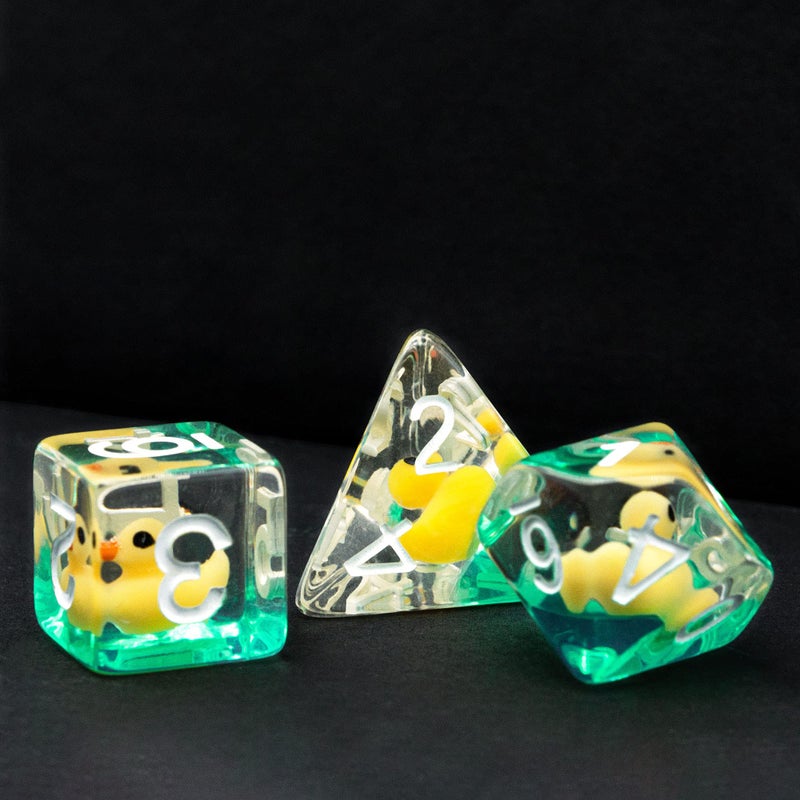 Cusdie 7-Die DND Dice, Polyhedral D&D Dice Set Filled with Animal, Animal Dice Set for Role Playing Game Borad Game (Yellow Duck) - Image 2