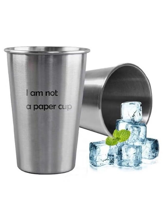 Stainless Steel Metal Cup, Mini Cold Drink Coffee Mug 350ml - Image 1