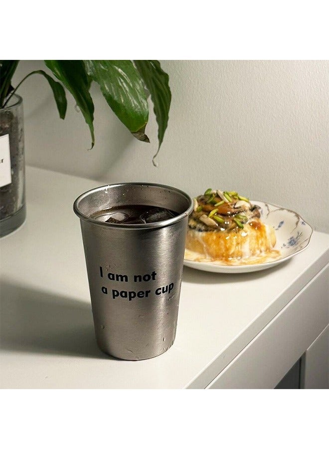 كوب معدني من الفولاذ المقاوم للصدأ، كوب قهوة صغير للمشروبات الباردة 350 مل