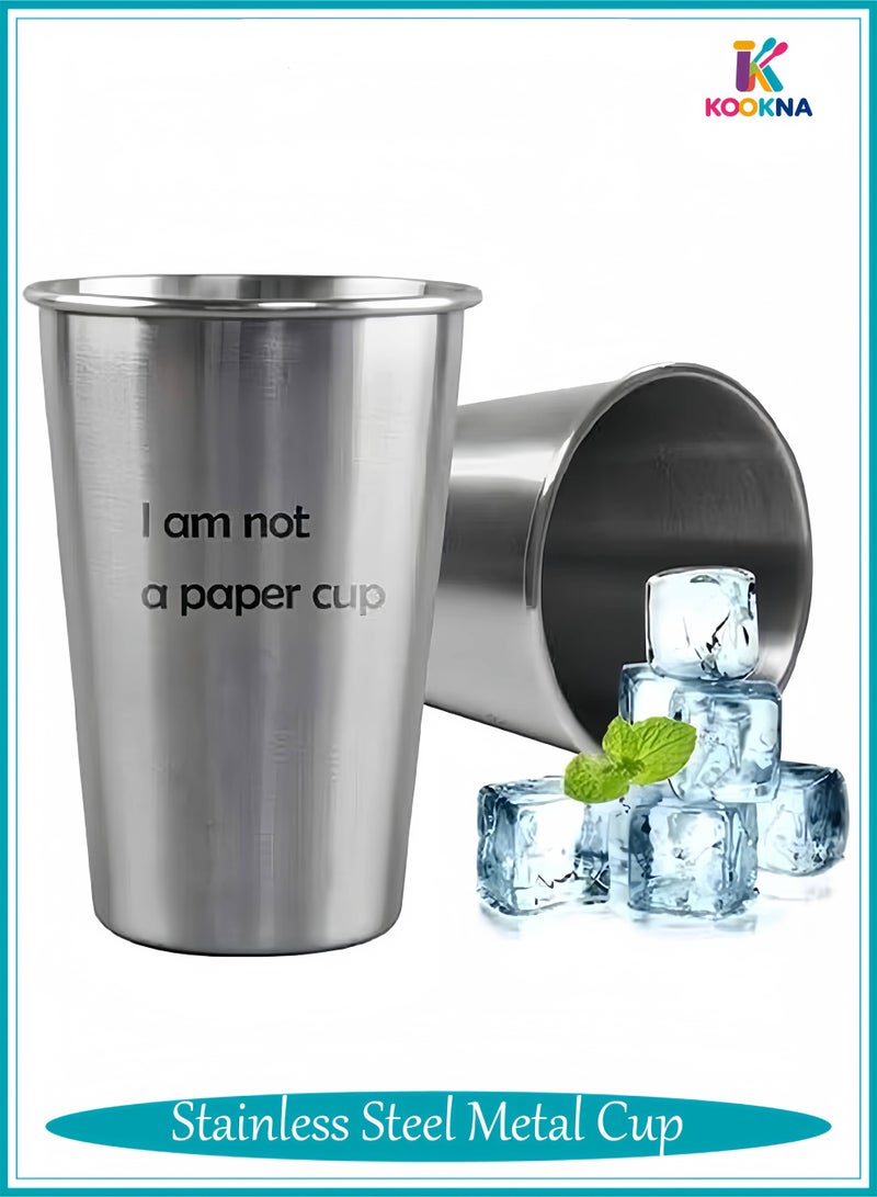 KOOKNA Stainless Steel Metal Cup, Mini Cold Drink Coffee Mug 350ml - Image 1