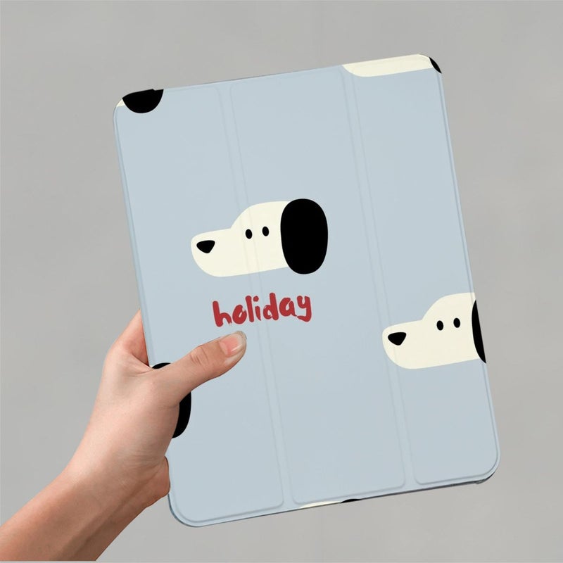 Minimalist Puppet Pattern Tri Fold Stand Mirror Case Protective Cover With Acrylic Mirror Compatible With Ipad Pro 11 Inch 2022 Mixed Color Two In One Design Durable Stylish Accessory - Image 3