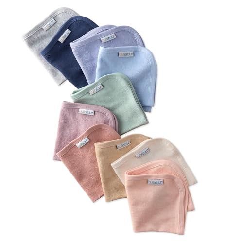 Butterblu River 10Pack Baby Terry Washcloths 100 Organic Cotton Absorbent for Baby and Toddler Boys Girls Sorbet Frost Rainbow One Size - Image 1
