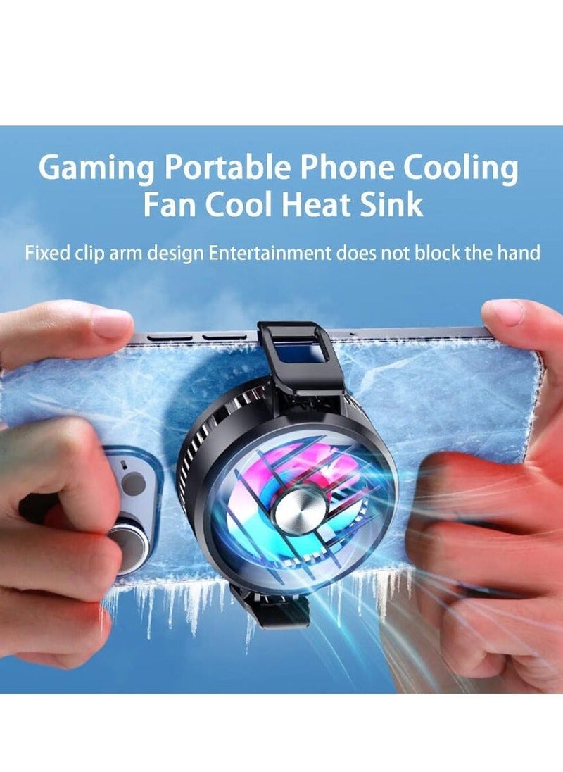 Phone Cooler, Phone Cooling Fan for Gaming And Live Streaming，Two Speed Adjustment, Fixture Design, Semiconductor Phone Cooler with RGB Light,Mini Phone Fan for Mobile Phone Tablet PC - Image 1