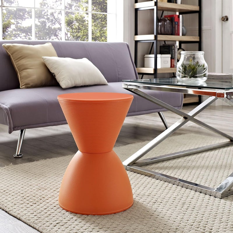 Modway Haste Contemporary Modern Hourglass Accent Stool in Orange - Image 1