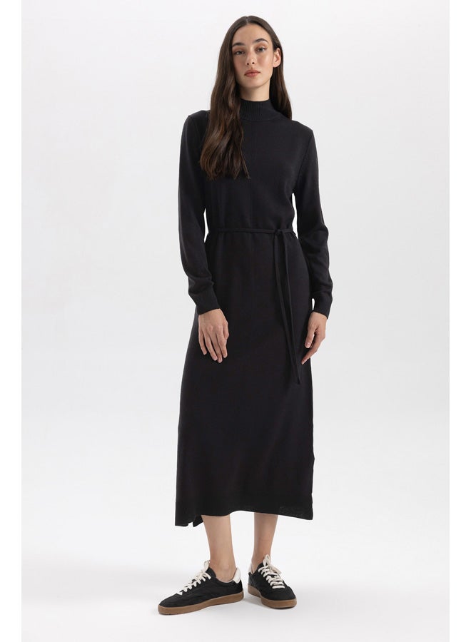 Woman Regular Fit Tricot Long Sleeve Trico Dress
