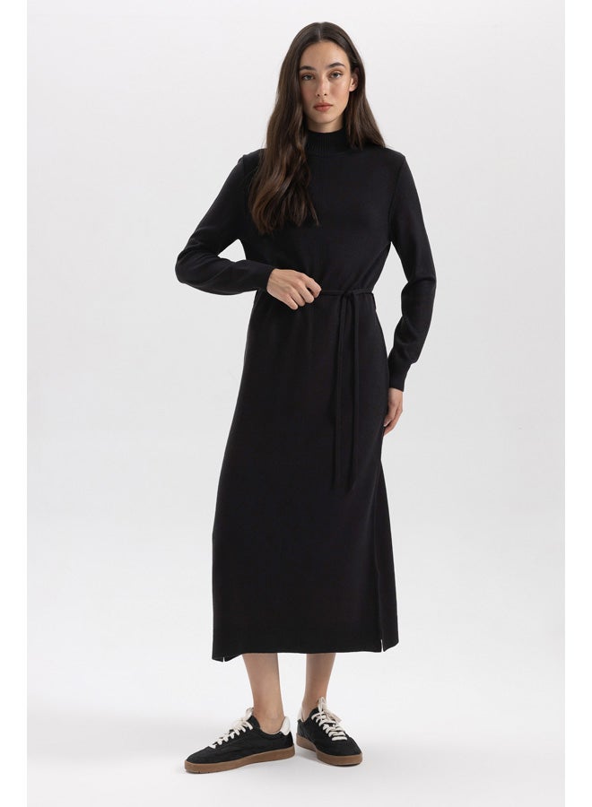Woman Regular Fit Tricot Long Sleeve Trico Dress