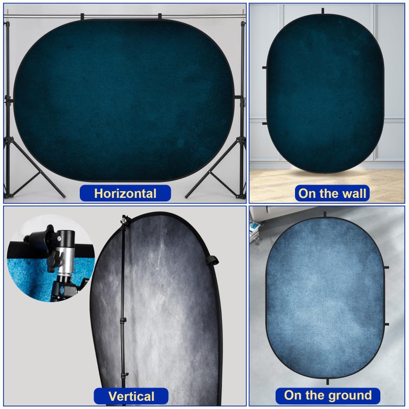 Kate Collapsible Backdrop Pop Up Backdrops Portable Folded Blue Background for Portrait Photography, for Video Conference, for Live Stream, 5x6.5ft - Image 4