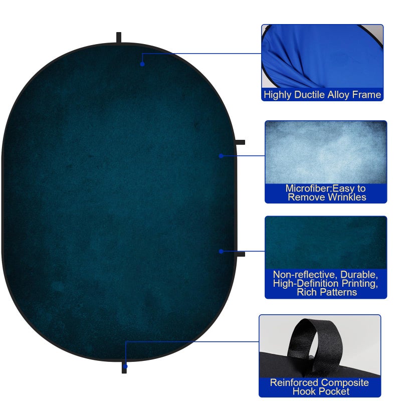 Kate Collapsible Backdrop Pop Up Backdrops Portable Folded Blue Background for Portrait Photography, for Video Conference, for Live Stream, 5x6.5ft - Image 3