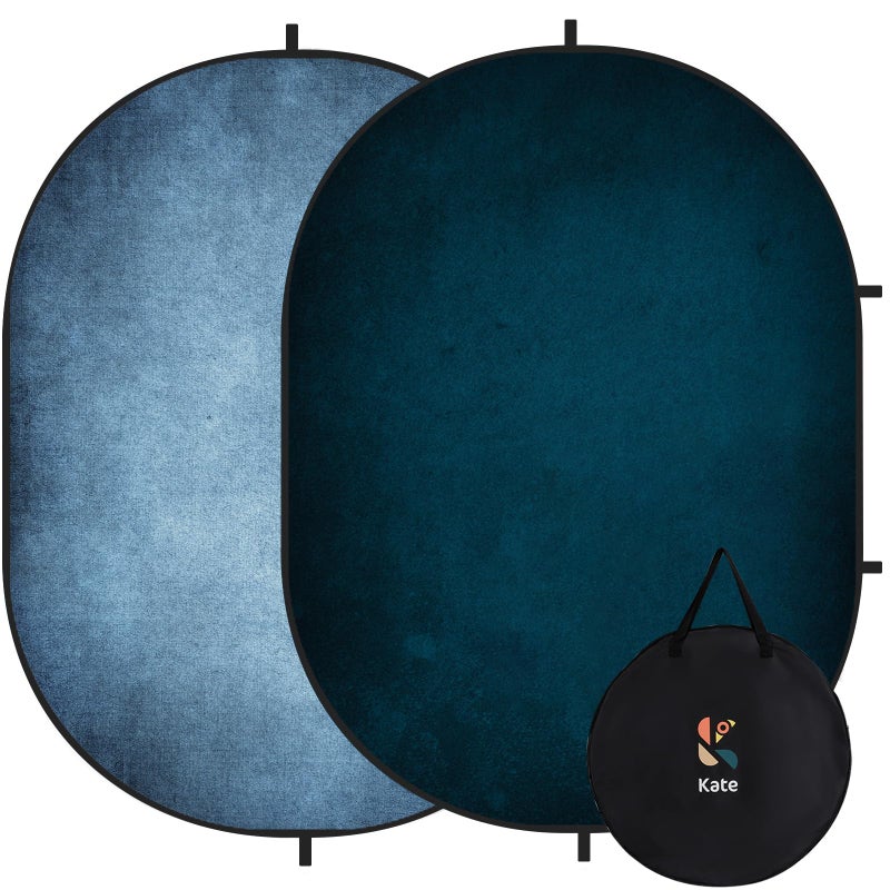 Kate Collapsible Backdrop Pop Up Backdrops Portable Folded Blue Background for Portrait Photography, for Video Conference, for Live Stream, 5x6.5ft - Image 1