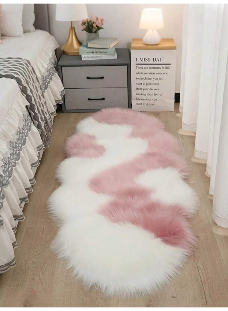 Soft Pink Faux Fur Rug – Cozy & Stylish, 60×90 cm - Image 1