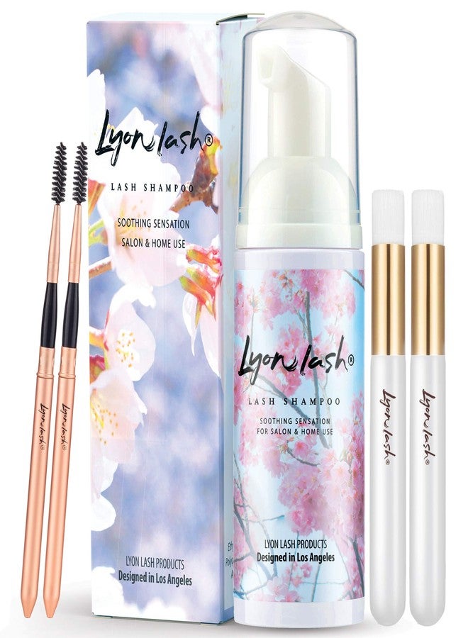 Lyon Lash Eyelash Extension Cleanser 150ml with Cleansing Brush, Foam Shampoo/Lash Bath, Gentle Formula for Sensitive people, To Remove Eye Makeup Oil & Dust & Mascara, For Professional and Home Use - Image 1