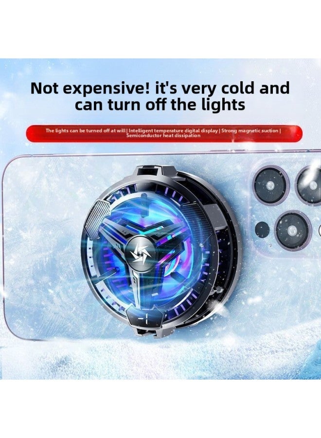 Magnetic Mobile Phone Radiator Semiconductor Refrigeration Is Suitable For Apple Huawei Tablet Ipad Cooling Artifact Live Broadcast-Color:Black Digital Display [with + Light Can Be Turned Off] - Collection And Follow Priority Delivery  - Image 5