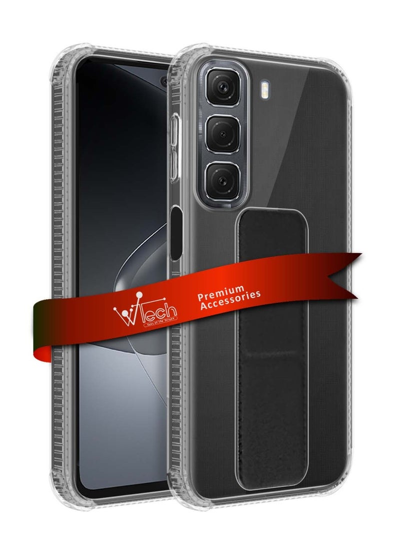 Wtech Infinix Hot 50 4G 2024 TPU Hand Grip Air Pillow Case Cover - Clear/Black - Image 1