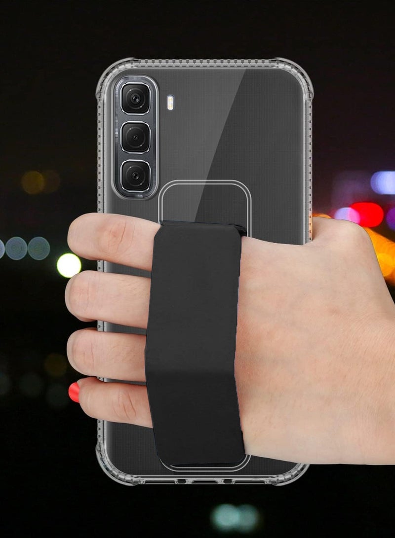 Wtech Infinix Hot 50 4G 2024 TPU Hand Grip Air Pillow Case Cover - Clear/Black - Image 2