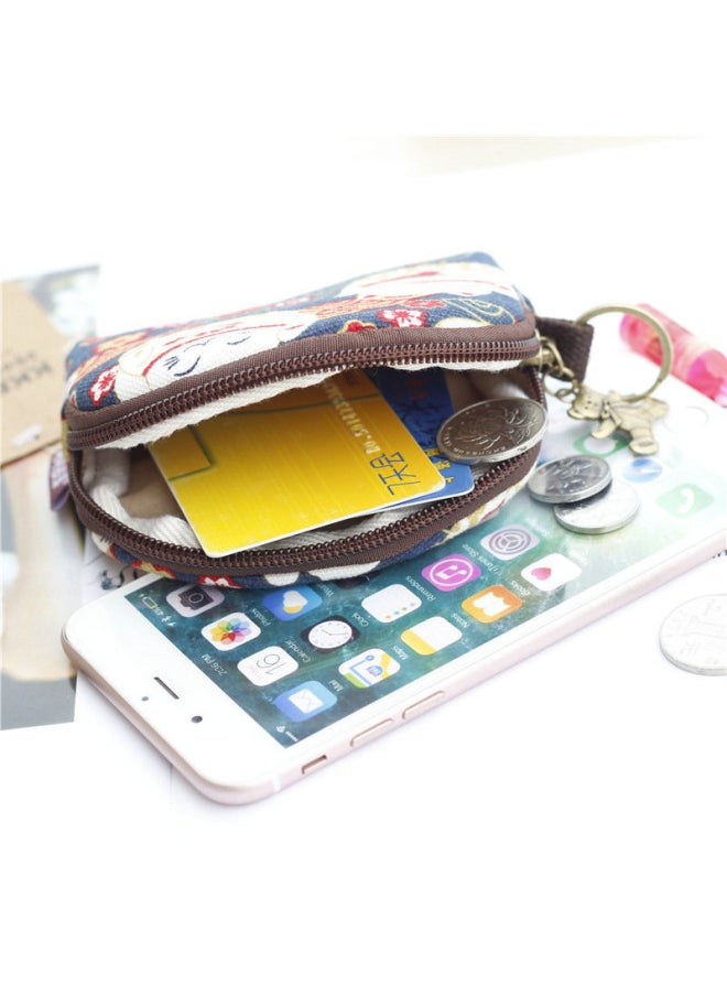 Generic - Cute Women's Shell Shaped Mini Cloth Wallet Japanese Style Coin Storage Bag Style Coin Purse Fabric Wallet For Girls-Color:Bread Dog-Japanese Square Bag - Image 1