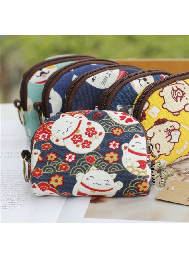 Generic - Cute Women's Shell Shaped Mini Cloth Wallet Japanese Style Coin Storage Bag Style Coin Purse Fabric Wallet For Girls-Color:Bread Dog-Japanese Square Bag - Image 1