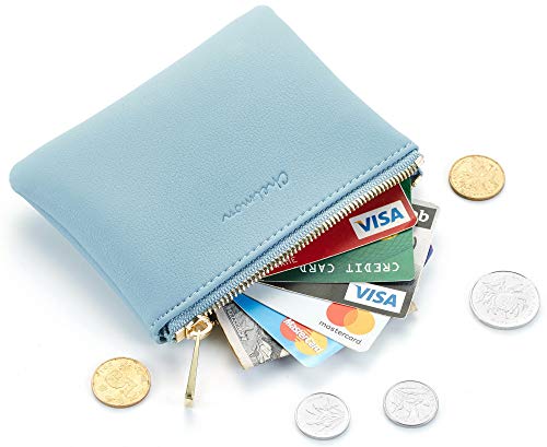 Chelmon Vegan Leather Coin Purse Pouch Change Purse With Zipper For Men Women (Blue Classic) - Image 2