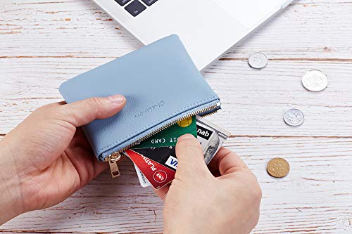 Chelmon Vegan Leather Coin Purse Pouch Change Purse With Zipper For Men Women (Blue Classic) - Image 4