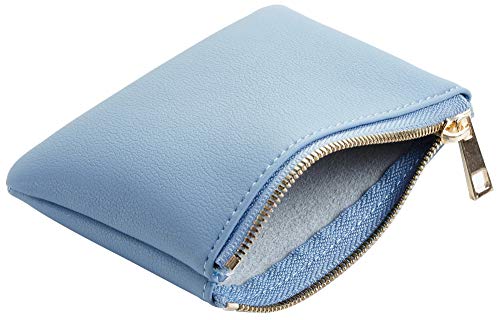 Chelmon Vegan Leather Coin Purse Pouch Change Purse With Zipper For Men Women (Blue Classic) - Image 3