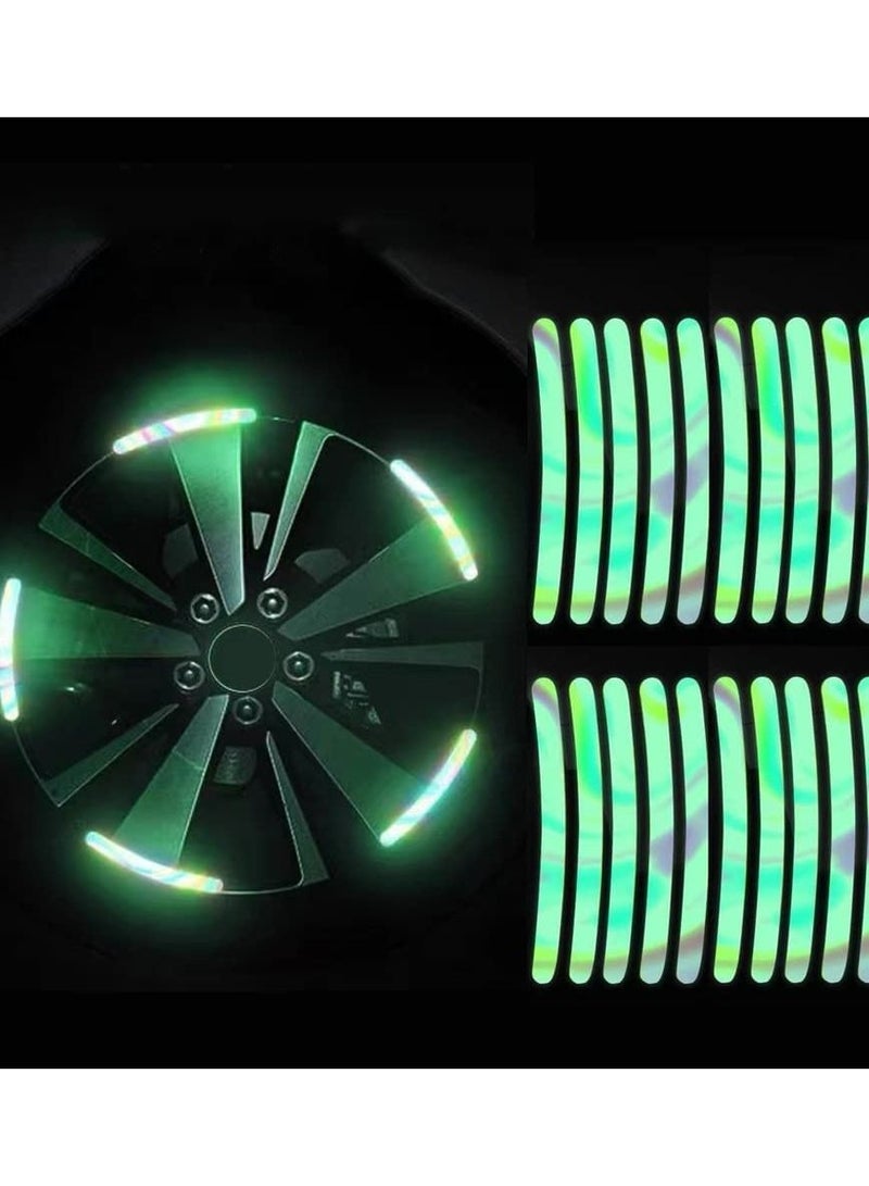 SYOSI Reflective Car Wheel Rim Stickers, 20pcs Night Safety Warning Car Stickers, Anti-Scratch Reflective Stickers Car Motorcycle Wheel Safety Decorative Car Decals Universal for Car Vehicle Truck - Image 1