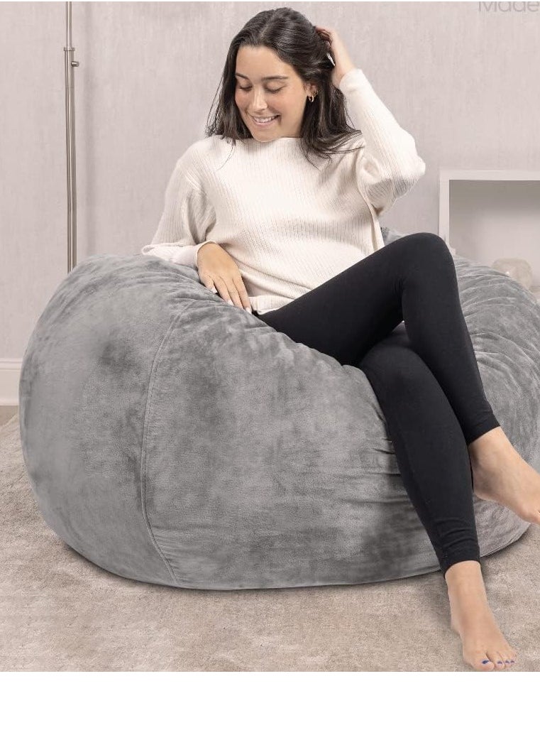Comfy كيس حبوب الفاصولياء المخملي الرمادي الكلاسيكي المريح للبالغين مع حشوة من الفاصولياء البكر 7  - Image 2