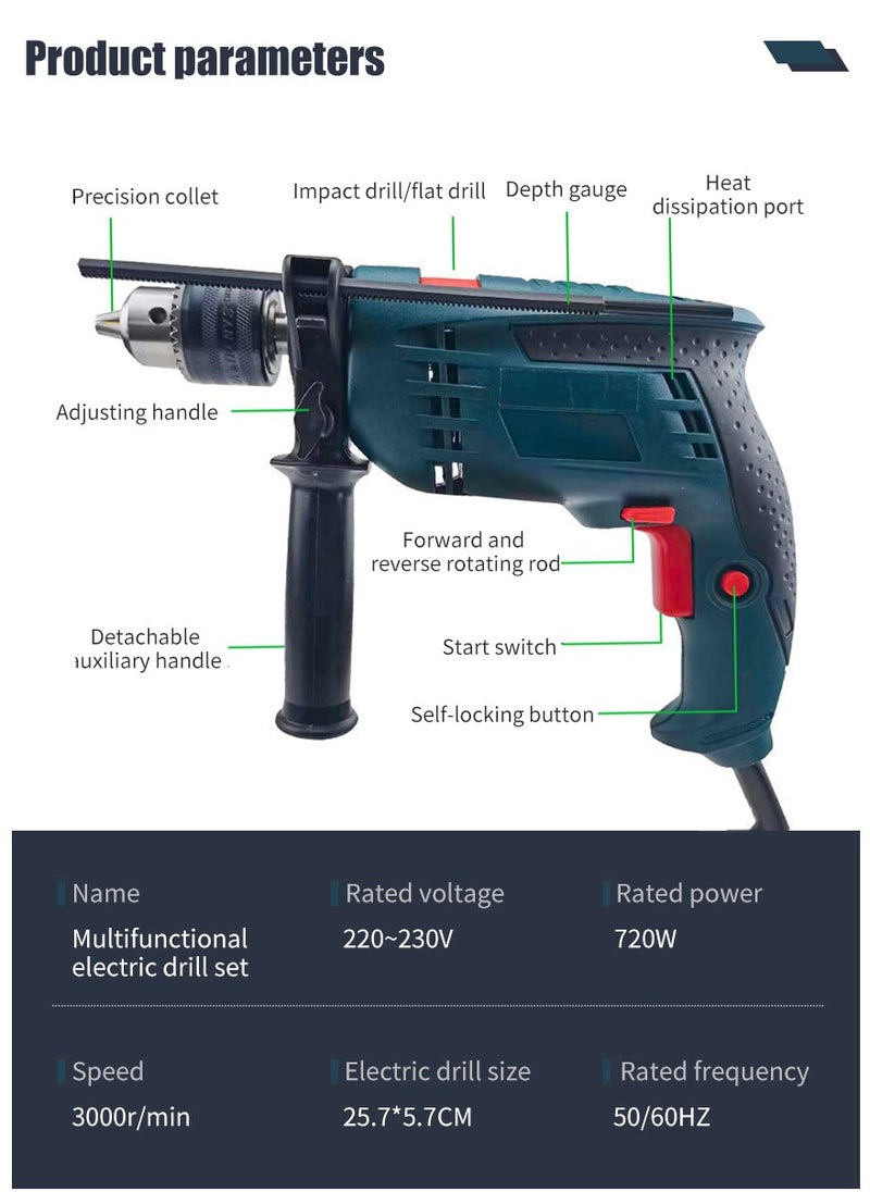 28-Piece High Speed 1080W 2800RPM Power Impact Reverse Forward Rotation Drill Machine, Variable Speed, Corded-electric for Wall, Metal and Wood Drilling Set Black/Yellow - pzsku/Z603FDB0231024B172B53Z/45/_/1716890420/835a109b-f485-4315-a383-f471bd48f118