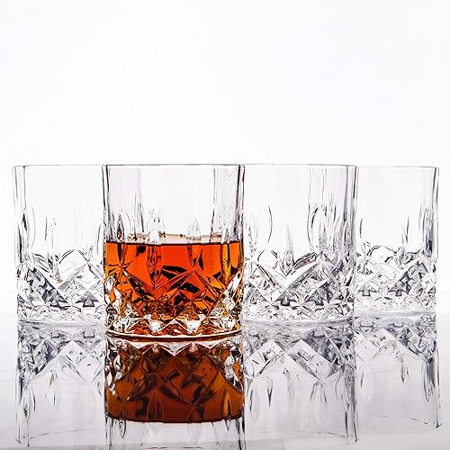 Lemonsoda Crystal Cut Old Fashioned Whiskey Glasses Set Of 2  4  6-10Oz Ultra-Clear Premium Lead-Free Rocks Glass Tumbler For Drinking Bourbon  Scotch  Cognac  Cocktails (Set Of 4) - Image 2