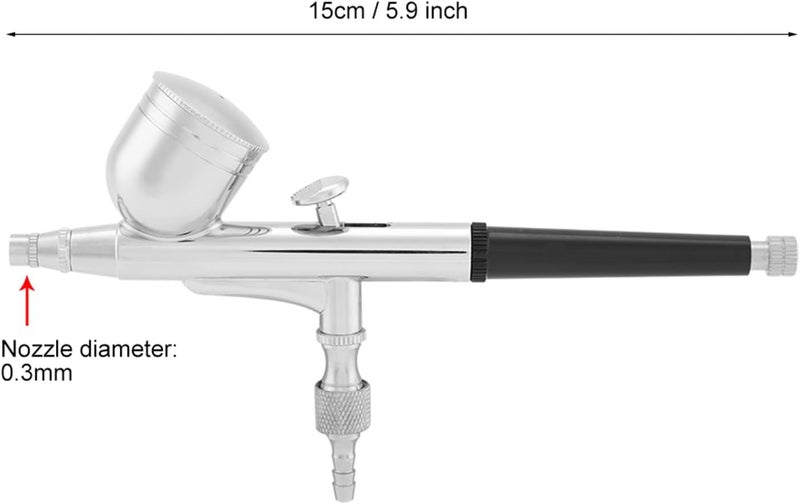 Pneumatic Makeup Airbrush Airbrush, Portable Airbrush Kit, Hand Feed Dual Action Airbrush for Makeup Cake Decoration Model Colouring Nail Art Tattoo (0.3mm) - Image 2