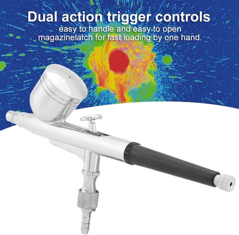 Pneumatic Makeup Airbrush Airbrush, Portable Airbrush Kit, Hand Feed Dual Action Airbrush for Makeup Cake Decoration Model Colouring Nail Art Tattoo (0.3mm) - Image 5