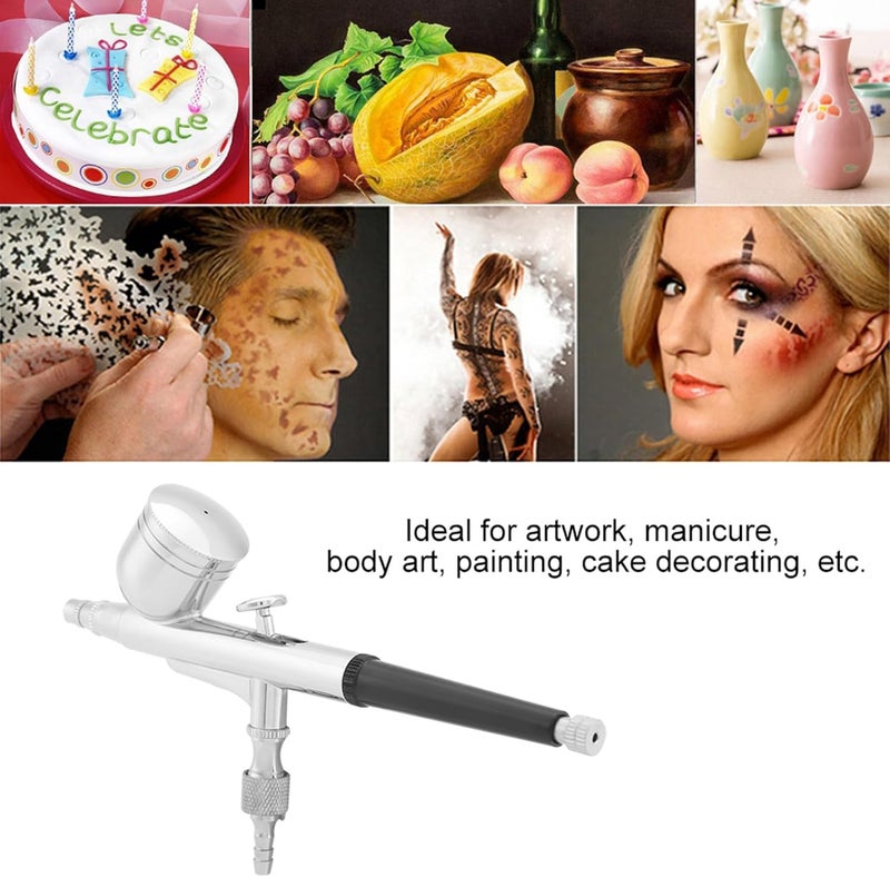 Pneumatic Makeup Airbrush Airbrush, Portable Airbrush Kit, Hand Feed Dual Action Airbrush for Makeup Cake Decoration Model Colouring Nail Art Tattoo (0.3mm) - Image 4