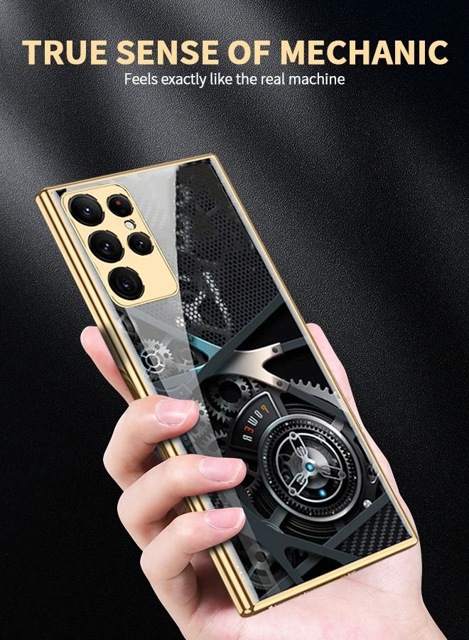 GROIC Samsung Galaxy S23 Ultra Phone Case, Galaxy S23 Ultra 6.8'' Phone Case Slim Tempered Glass Phone Cover, Fashion Plating PC Back Cover Case, Luxury Mechanic Drop Resistant Phone Shell  - Image 2