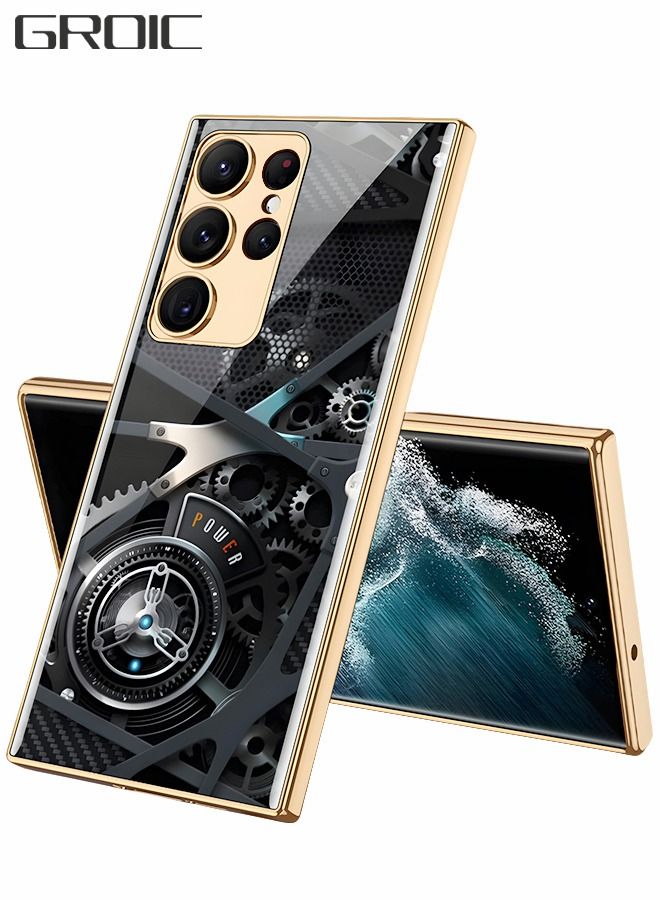 GROIC Samsung Galaxy S23 Ultra Phone Case, Galaxy S23 Ultra 6.8'' Phone Case Slim Tempered Glass Phone Cover, Fashion Plating PC Back Cover Case, Luxury Mechanic Drop Resistant Phone Shell  - Image 1