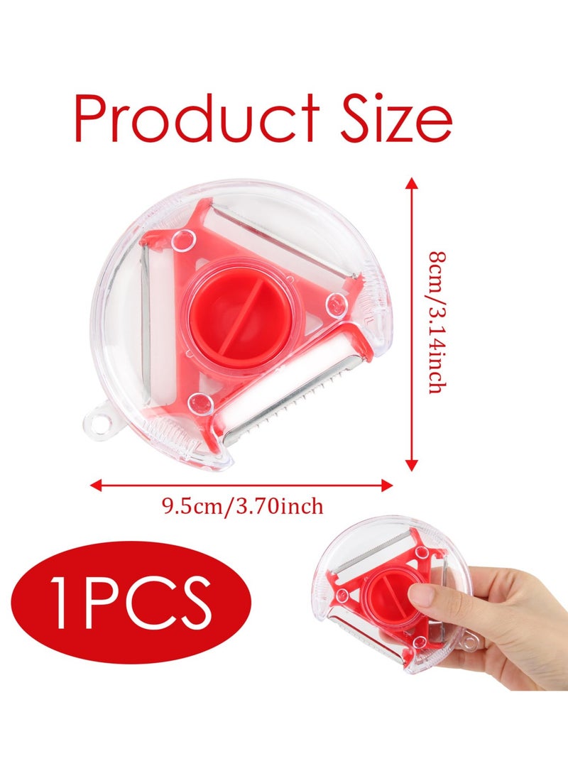 Excefore - 5 PCS 3 in 1 Swivel Vegetable Peele Stainless Steel Potato Peeler Portable Veg Fruit Peeler Non-Slip Handle & Sharp Blade Suitable for Kitchen Travel Camping Easy to Clean Swivel Peele Tool Red - Image 1