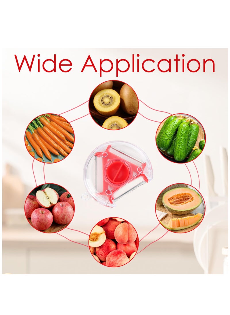 Excefore - 5 PCS 3 in 1 Swivel Vegetable Peele Stainless Steel Potato Peeler Portable Veg Fruit Peeler Non-Slip Handle & Sharp Blade Suitable for Kitchen Travel Camping Easy to Clean Swivel Peele Tool Red - Image 1