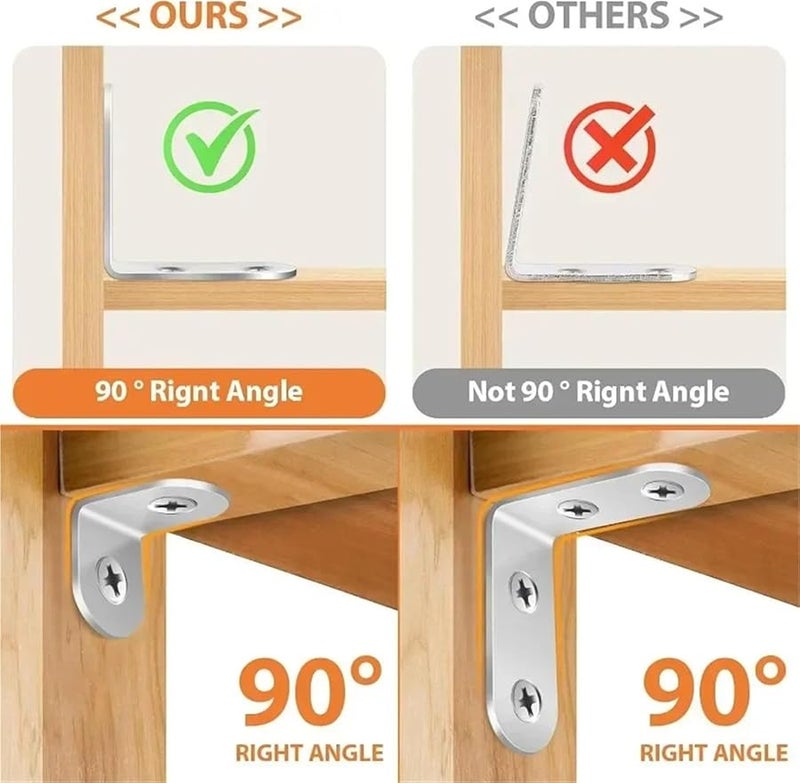 Stainless Steel 90 Degree Corner Brackets 50pcs With Screws 50Set 2x2cm - Image 5