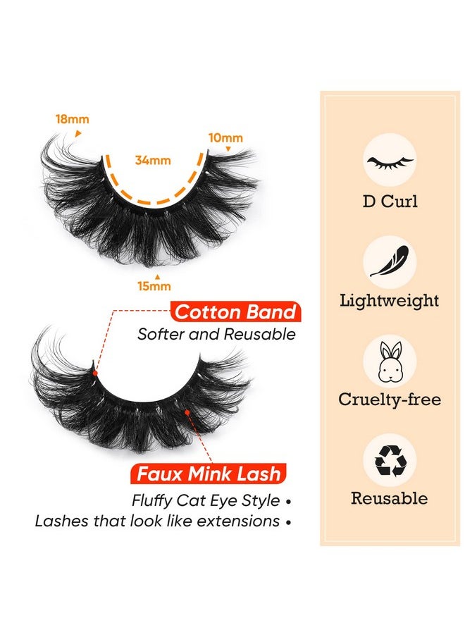 Focipeysa - False Lashes Fluffy Mink Eyelashes 18Mm Lashes Pack 8D Mink Curly Faux Mink Lashes Volume Dramatic Lashes 8 Pairs - Image 1
