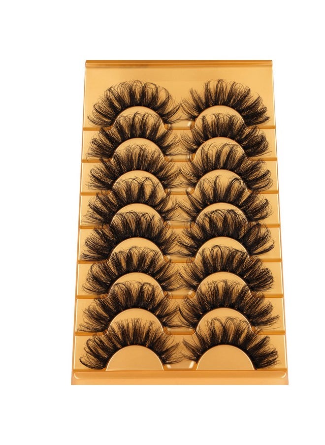 Focipeysa - False Lashes Fluffy Mink Eyelashes 18Mm Lashes Pack 8D Mink Curly Faux Mink Lashes Volume Dramatic Lashes 8 Pairs - Image 1