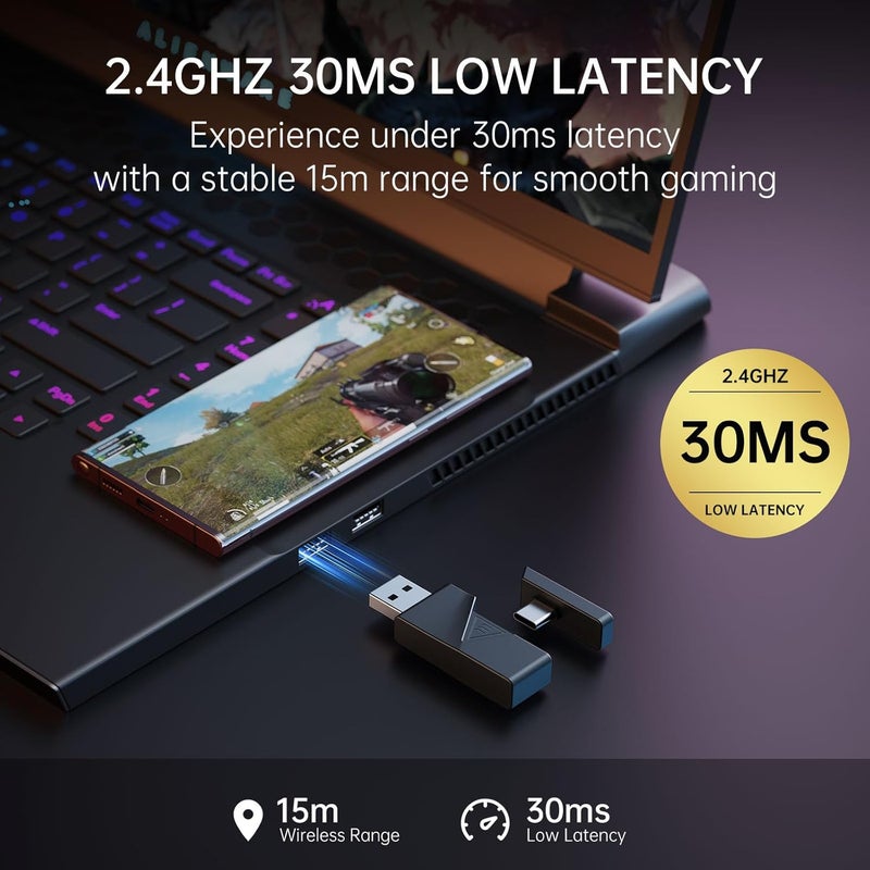 2.4GHz Wireless Gaming Headset for PS5,PS4,PC,Switch,Mobile,Mac, Bluetooth 5.3 Gaming Headphones with Detachable Microphone, RGB, 30ms Latency, 50H Battery, Stereo Sound Headset for Xbox | Bluetooth Gaming Headphones with Microphone, RGB, 30ms Latency, 50H Battery, USB&Type-C Ultra, PC Gaming Headset for Computer - Image 3