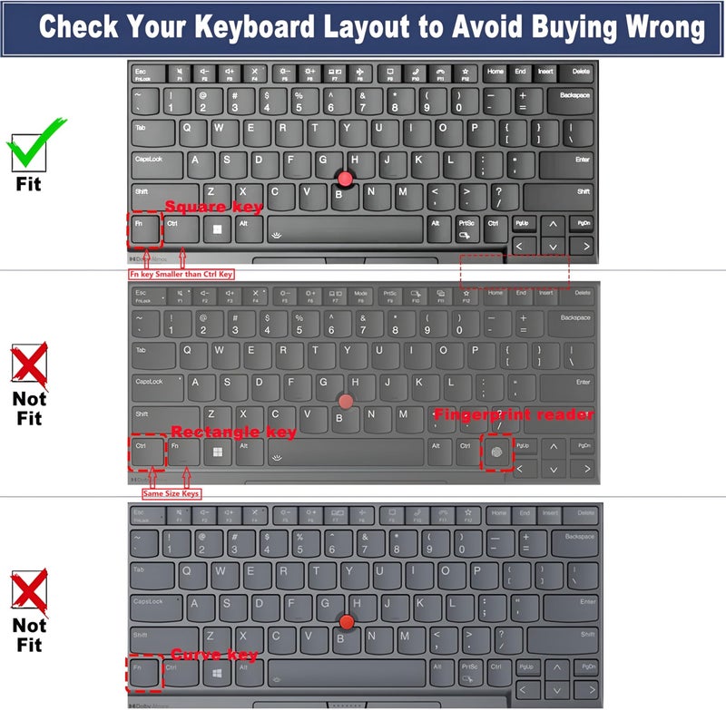 RAYA Silicone Keyboard Cover Only Fit for Lenovo Thinkpad E14 (Gen5/Gen6) & Thinkpad L14 (Gen4) Thinkpad T14s (Gen4) Laptops [Will NOT FIT for Any Other Gen or Series Model of Thinkpad] (Black) - Image 2