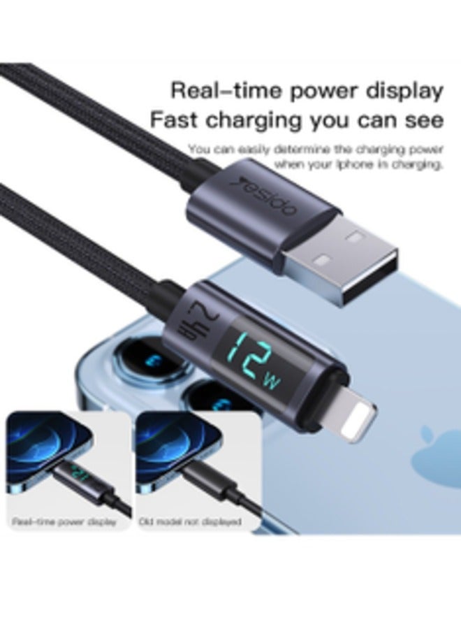 Yesido CA122L 1.2Meter LED Indicator Nylon Braided USB To Lightning Fast Charge Data Cable - Image 2
