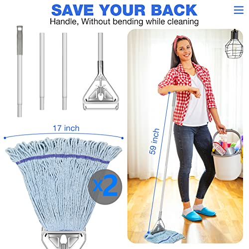 SOBONNE String Mop for Floor Cleaning - Heavy Duty Industrial Commercial Wet Mop with Extra Replacement Head , 59inch Handle, for Home,Garage,Office, Workshop, Warehouse Floor Cleaning - Image 5