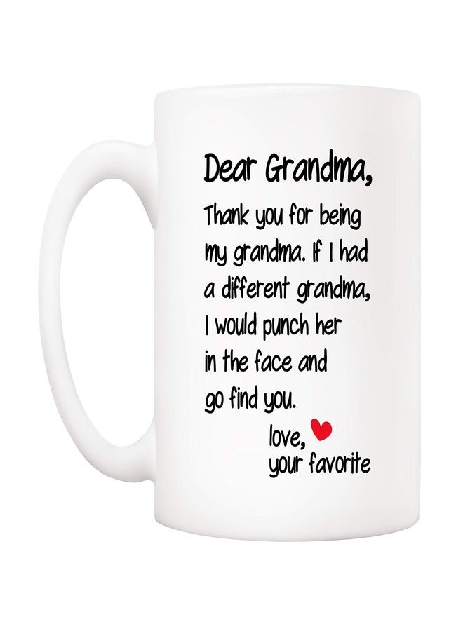 5Aup Mother's Day Funny Grandma Coffee Mug Christmas Gifts from Grandson Granddaughter, Dear Grandma, Thanks for Being... Love Your Favorite Cups 11 Oz, Birthday Present Idea for Grandmother - Image 2