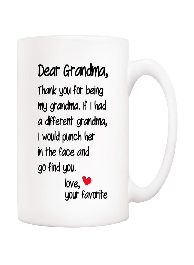 5Aup Mother's Day Funny Grandma Coffee Mug Christmas Gifts from Grandson Granddaughter, Dear Grandma, Thanks for Being... Love Your Favorite Cups 11 Oz, Birthday Present Idea for Grandmother - Image 1