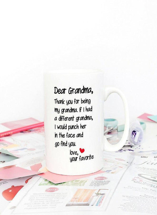 5Aup Mother's Day Funny Grandma Coffee Mug Christmas Gifts from Grandson Granddaughter, Dear Grandma, Thanks for Being... Love Your Favorite Cups 11 Oz, Birthday Present Idea for Grandmother - Image 4