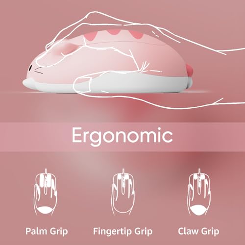 Akko Cat Theme Wireless Gaming Mouse Pink, Tri-Mode Mouse BT3.0/BT5.0/2.4G, Cute Optical Cordless Cartoon Mice for Computer/Laptop/Desktop/PC, Compatible with Mac/Win (Pink Angie) - Image 2