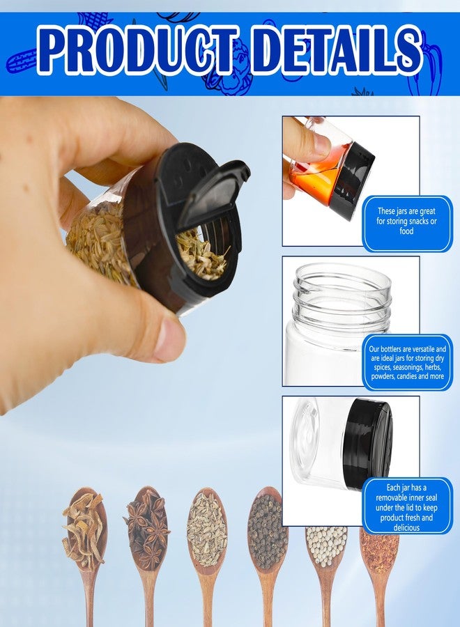Conagel 20 Pack 1 oz Mini Plastic Spice Jars with Black Flip Caps Clear Empty Plastic Spice Bottles Round Food Safe Storage Containers for Kitchen Storing and Dispensing Salt Spice - Image 3
