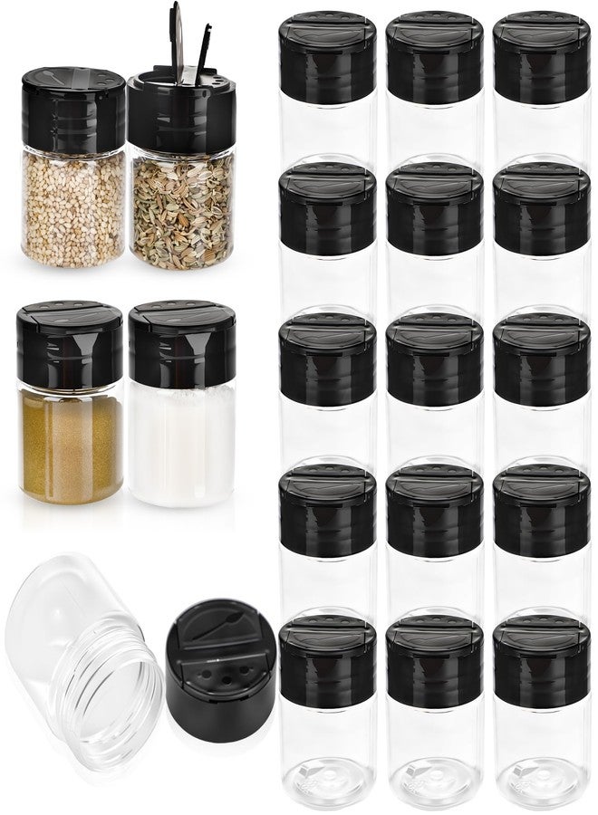 Conagel 20 Pack 1 oz Mini Plastic Spice Jars with Black Flip Caps Clear Empty Plastic Spice Bottles Round Food Safe Storage Containers for Kitchen Storing and Dispensing Salt Spice - Image 1