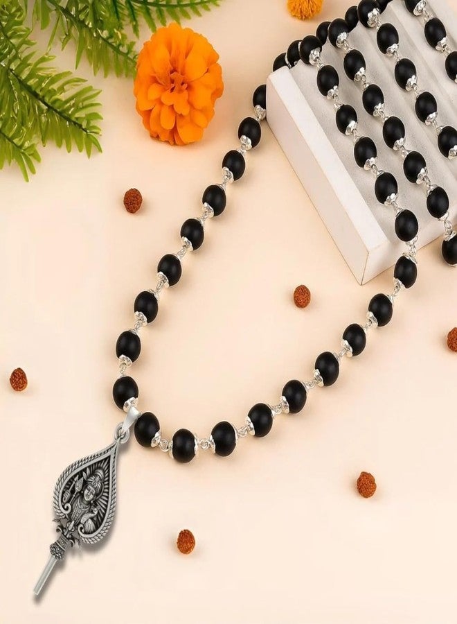 DIVISHA Lord Murugan Shastra Pendant with Silver Cap Karungali Mala | 54 Ebony Beads |Certified Spiritual Jewellery, Pooja, Meditation, Healing Energy | For Men & Women (Lord Murugan Shastra Pendant) - Image 5