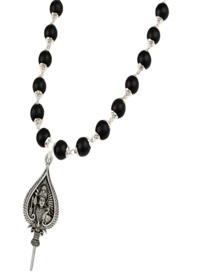 DIVISHA Lord Murugan Shastra Pendant with Silver Cap Karungali Mala | 54 Ebony Beads |Certified Spiritual Jewellery, Pooja, Meditation, Healing Energy | For Men & Women (Lord Murugan Shastra Pendant) - Image 1